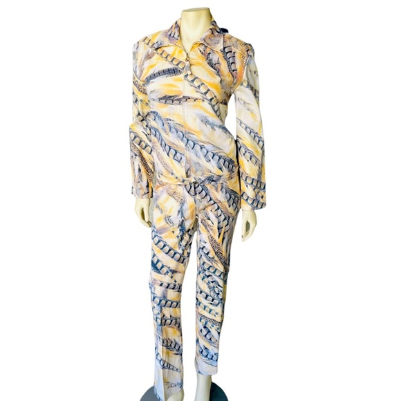 St. John Sport Womens Feather Print Twill Zip Jacket And Pants Set. - Picture 6 of 13